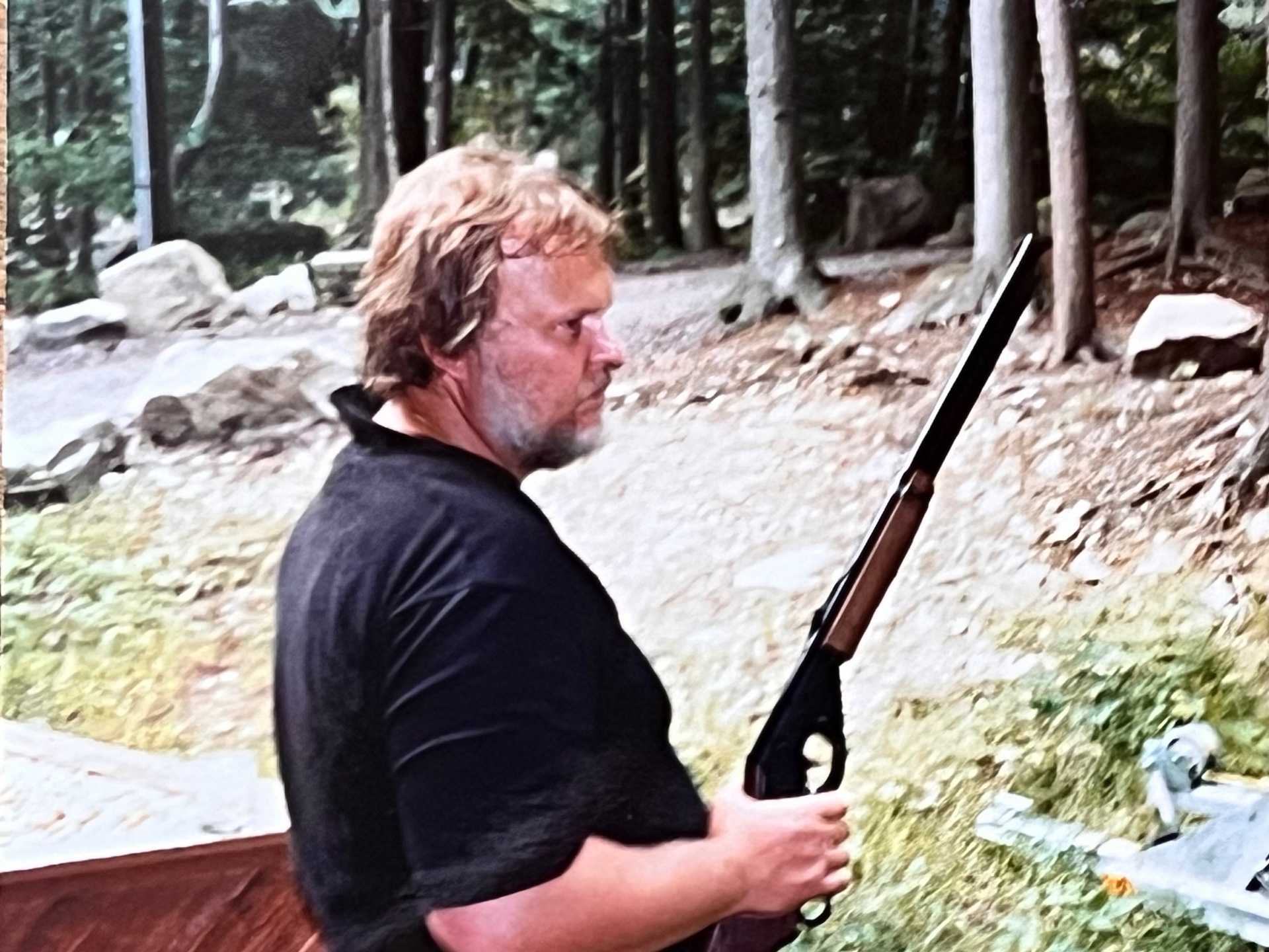 In the woods at The Hideout — quiet, alert, right at home