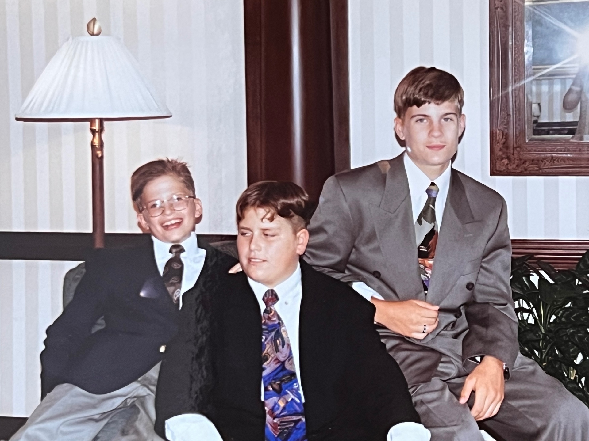 The boys dressed to the nines — a formal portrait from the years when they were growing up fast