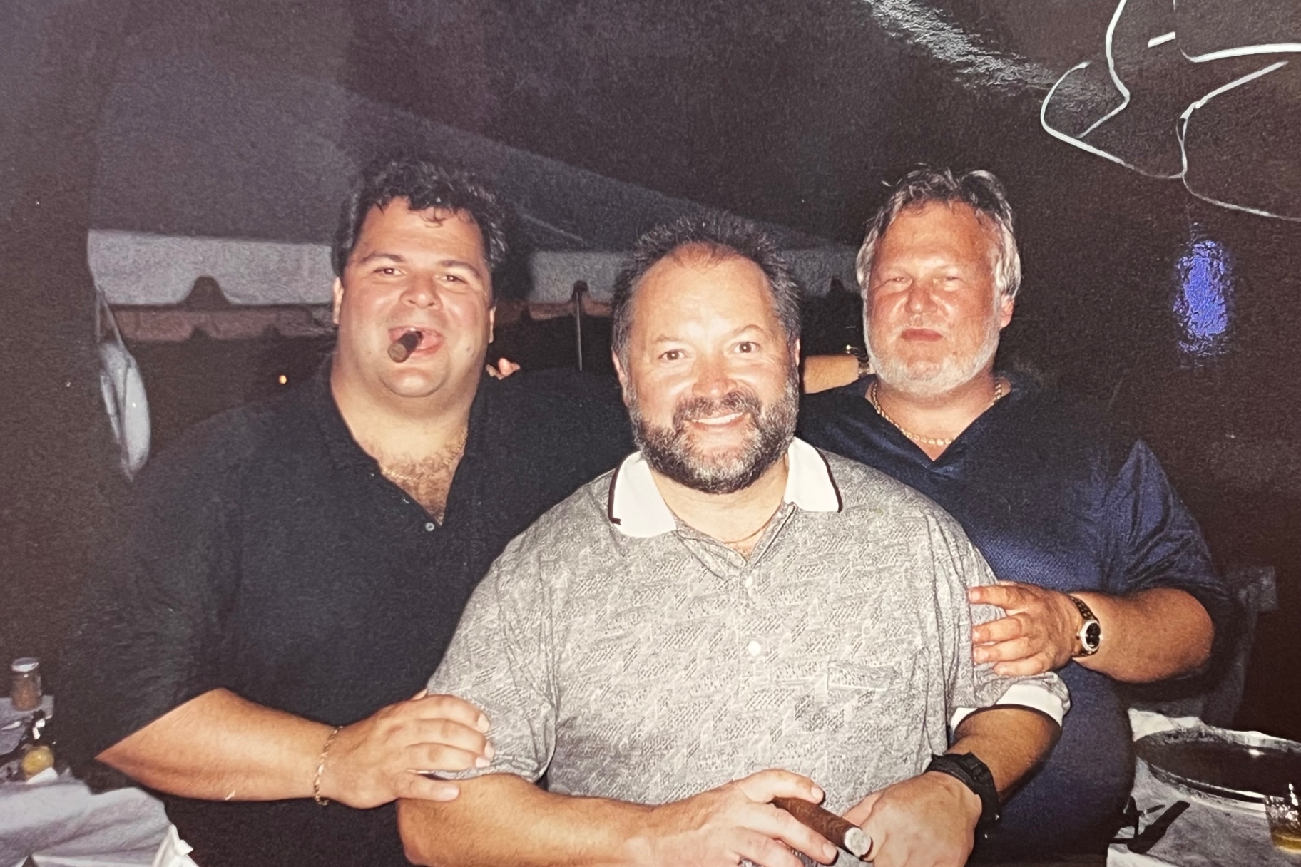 Bob D family on the left, Uncle Frankie “Popeye” in the middle, and Richard on the right — brothers-in-arms under the tent
