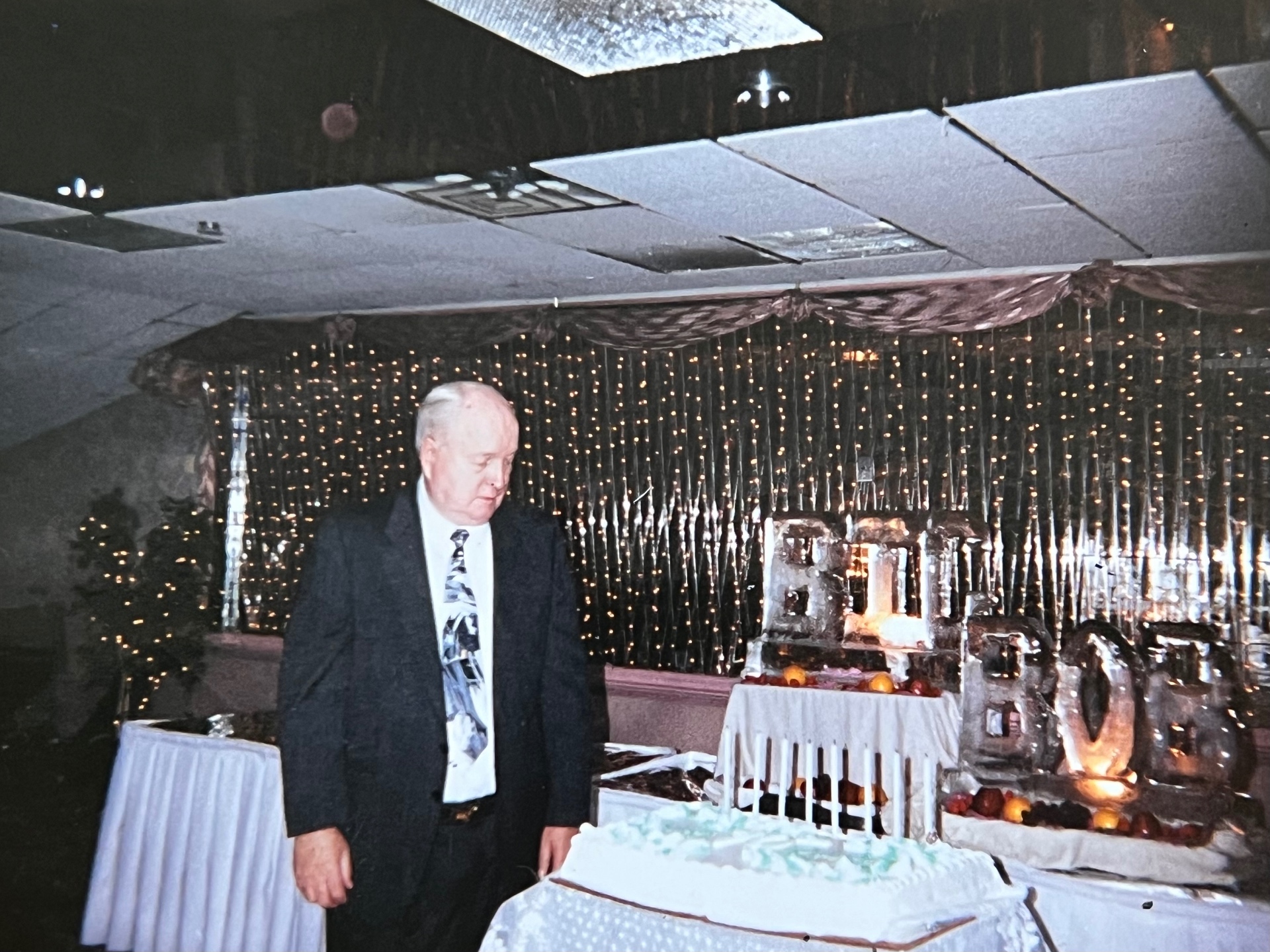 'Big Bob' — Richard's father in his element, ice sculpture and all